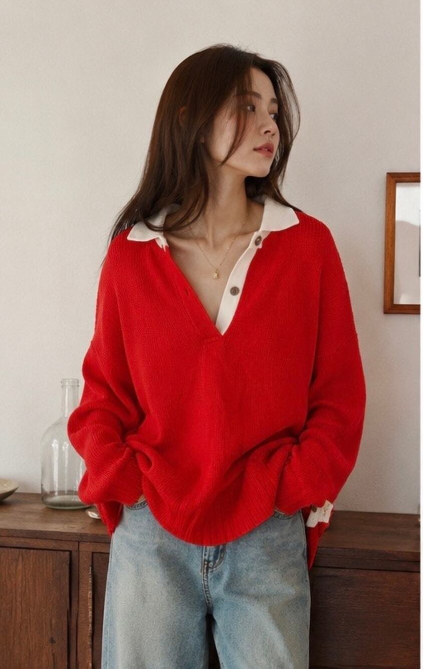 NakedCashmere No name cashmere Meghan Polo sweater Red Size Small